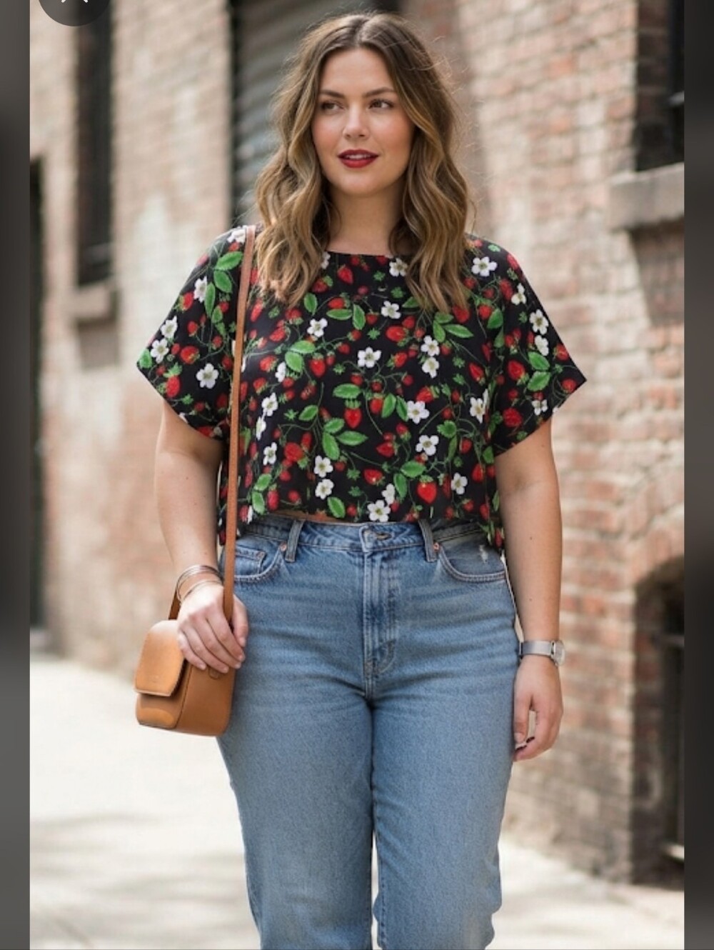 COPPER UNION APPAREL Strawberry Crop Top Size 4 USA 24